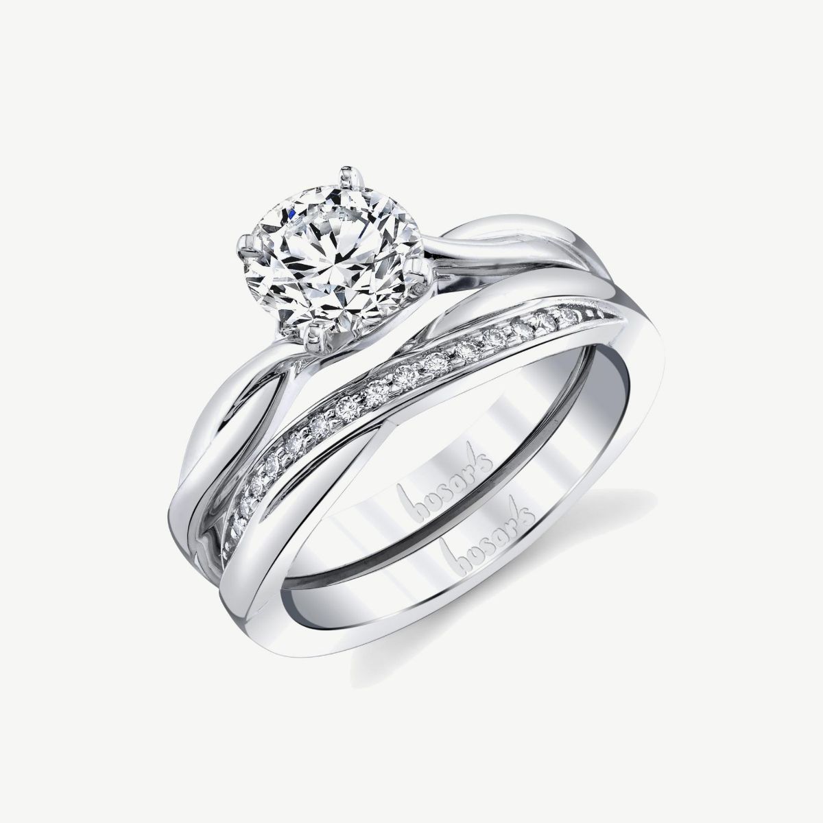 Picture of 14K White Gold Solitaire Diamond Engagement Ring with Closed Twist