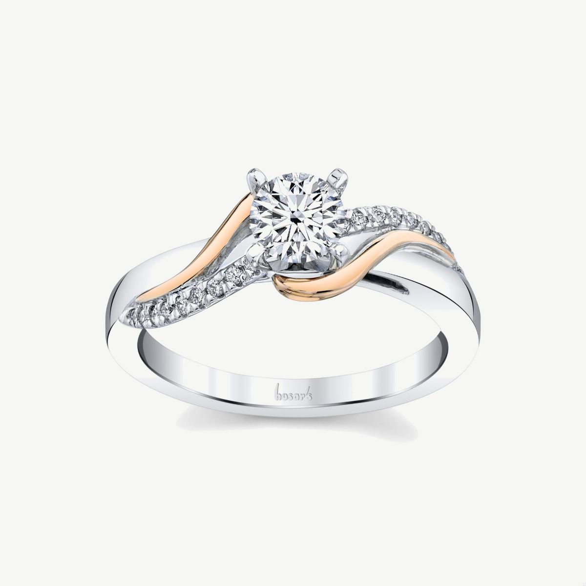 Picture of 14K White and Rose Gold Bypass Bridal Semi-Mount Ring with Swirl Design