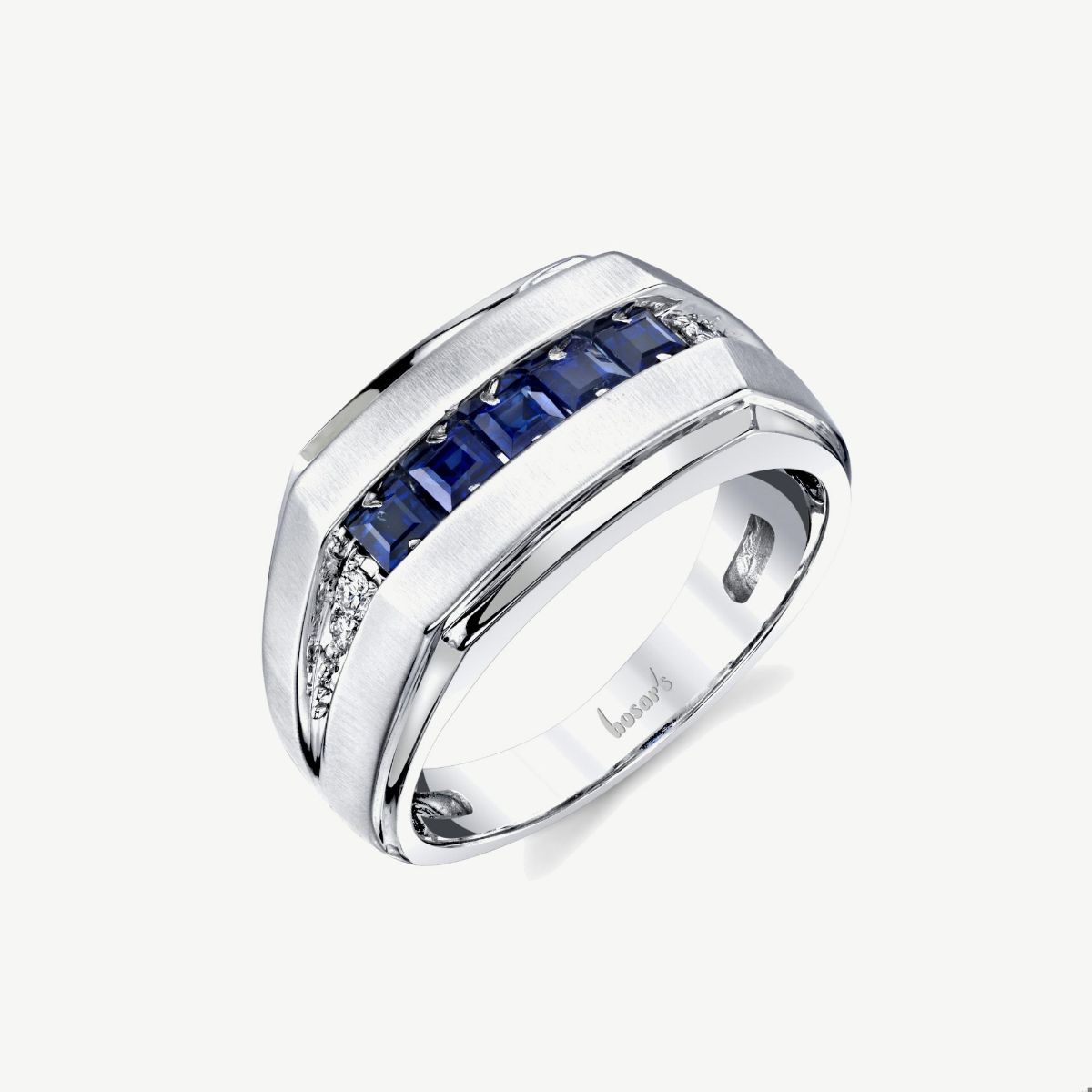 Picture of 14K White Gold Channel-Set Blue Sapphire Fashion Band