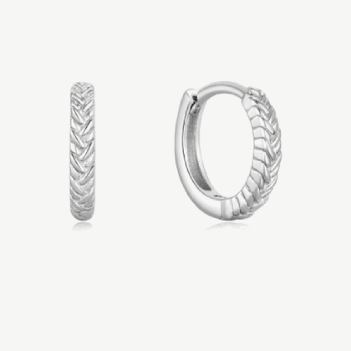 Picture of Sterling Silver Rope Huggie Hoop Earrings