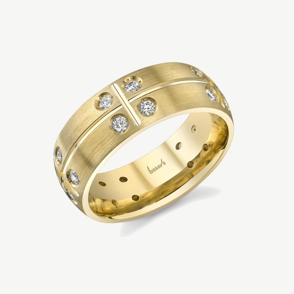 Picture of 14K Yellow Gold Diamond Accent Satin-Finish Band Ring