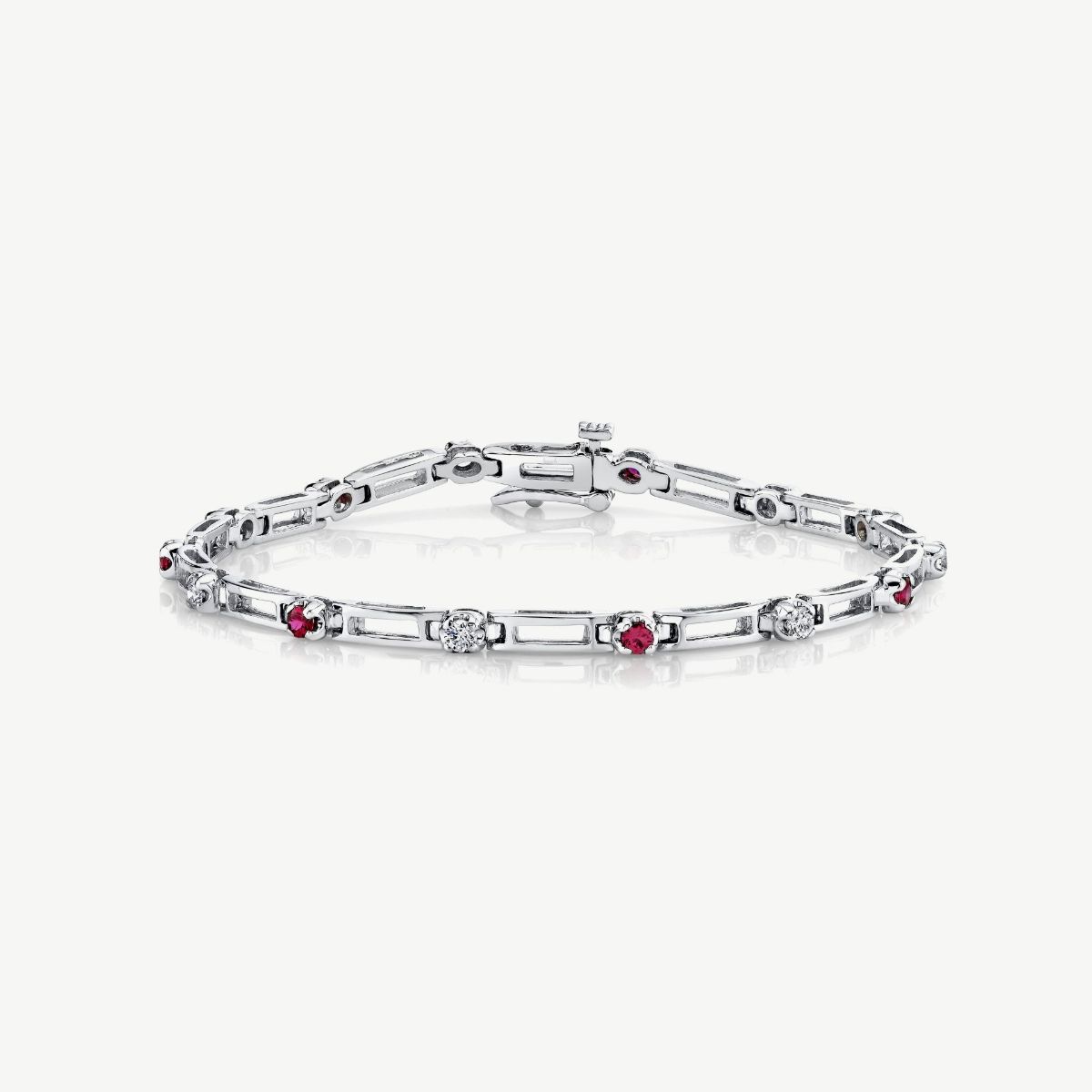 Picture of 14K White Gold Ruby and Diamond Tennis Bracelet