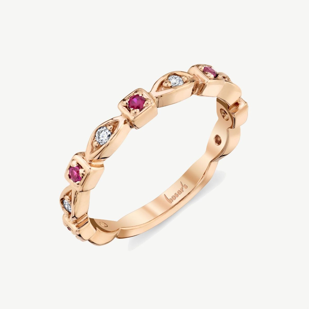 Picture of 14K Rose Gold Marquise Stackable Ruby Ring