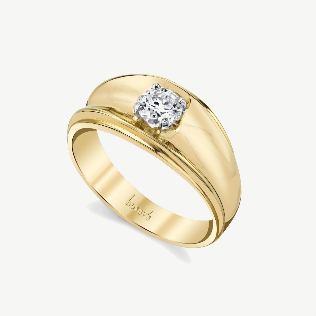 Picture of 14K Yellow Gold High Polish Diamond Solitaire Tapered Band Ring