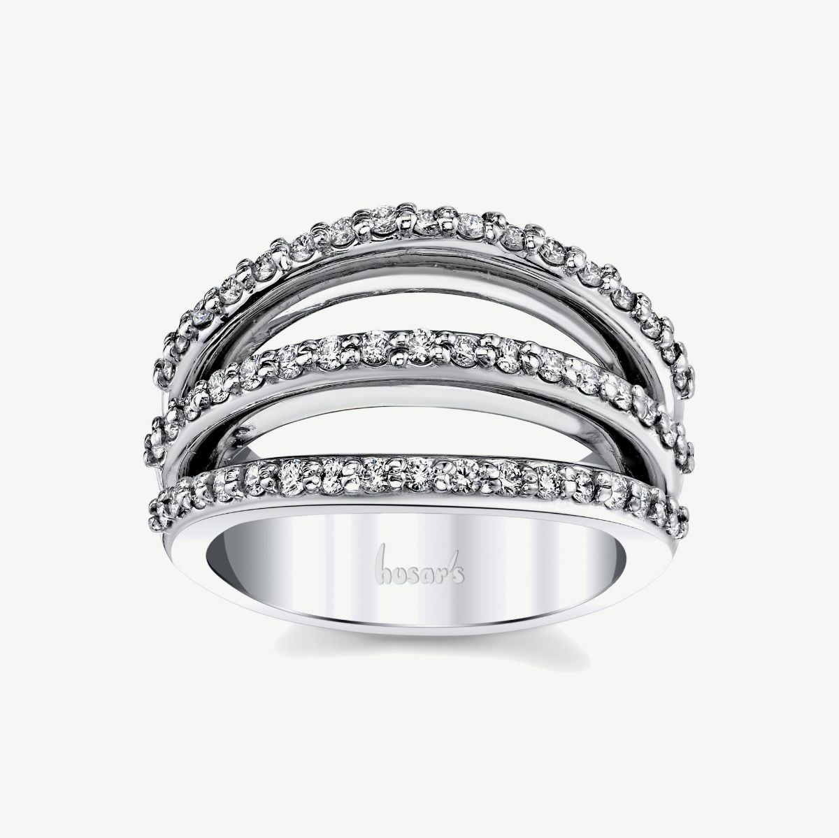 Picture of 14K White Gold Triple Row Diamond Crossover Band