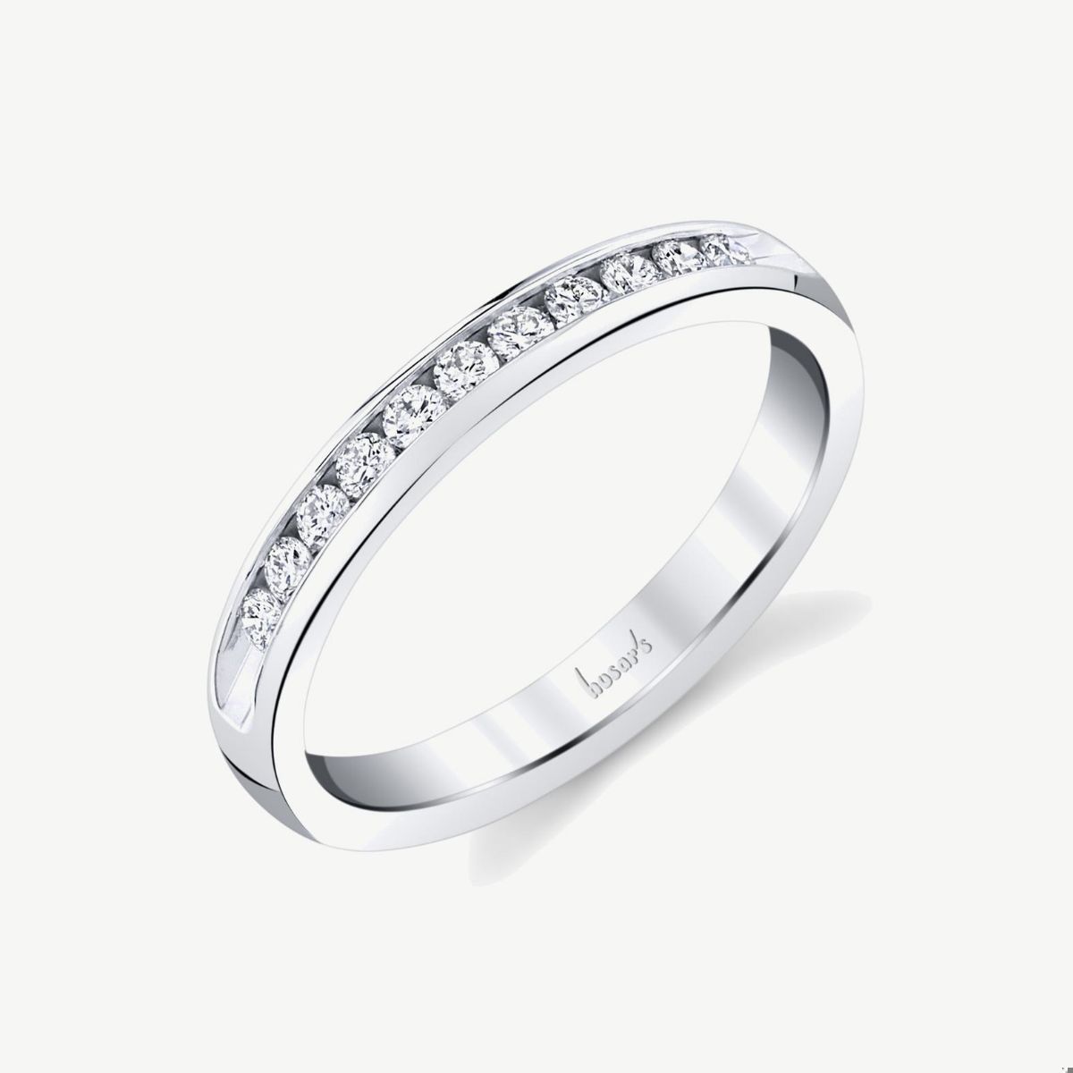 Picture of 14K White Gold Simple Channel Set Diamond Stackable Band