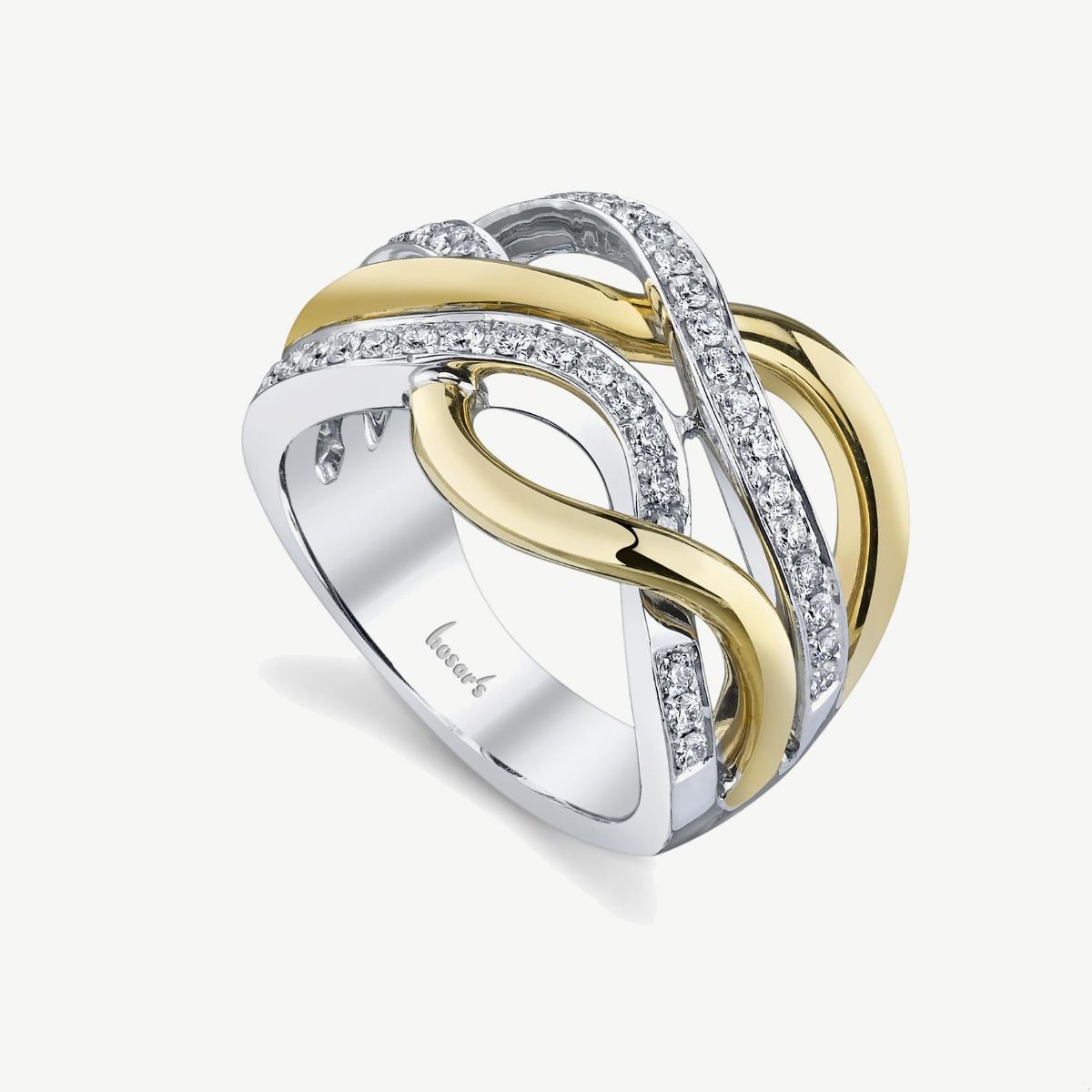 Picture of 14K Yellow and White Twisted Fashion Diamond Band