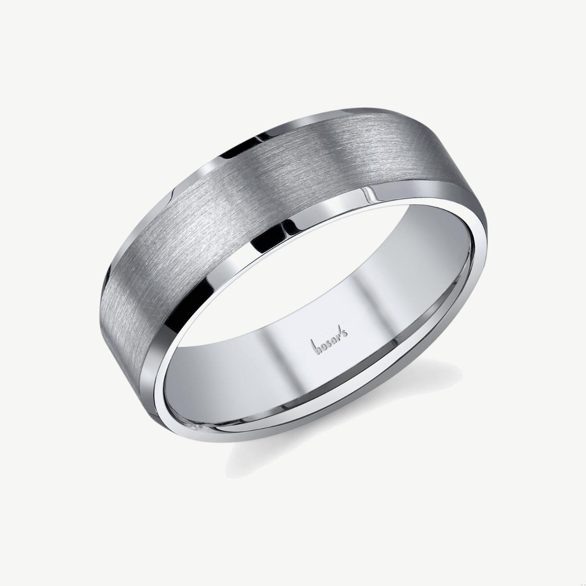 Picture of 8MM 14K Brushed White Gold Band Ring – Sleek and Modern Design