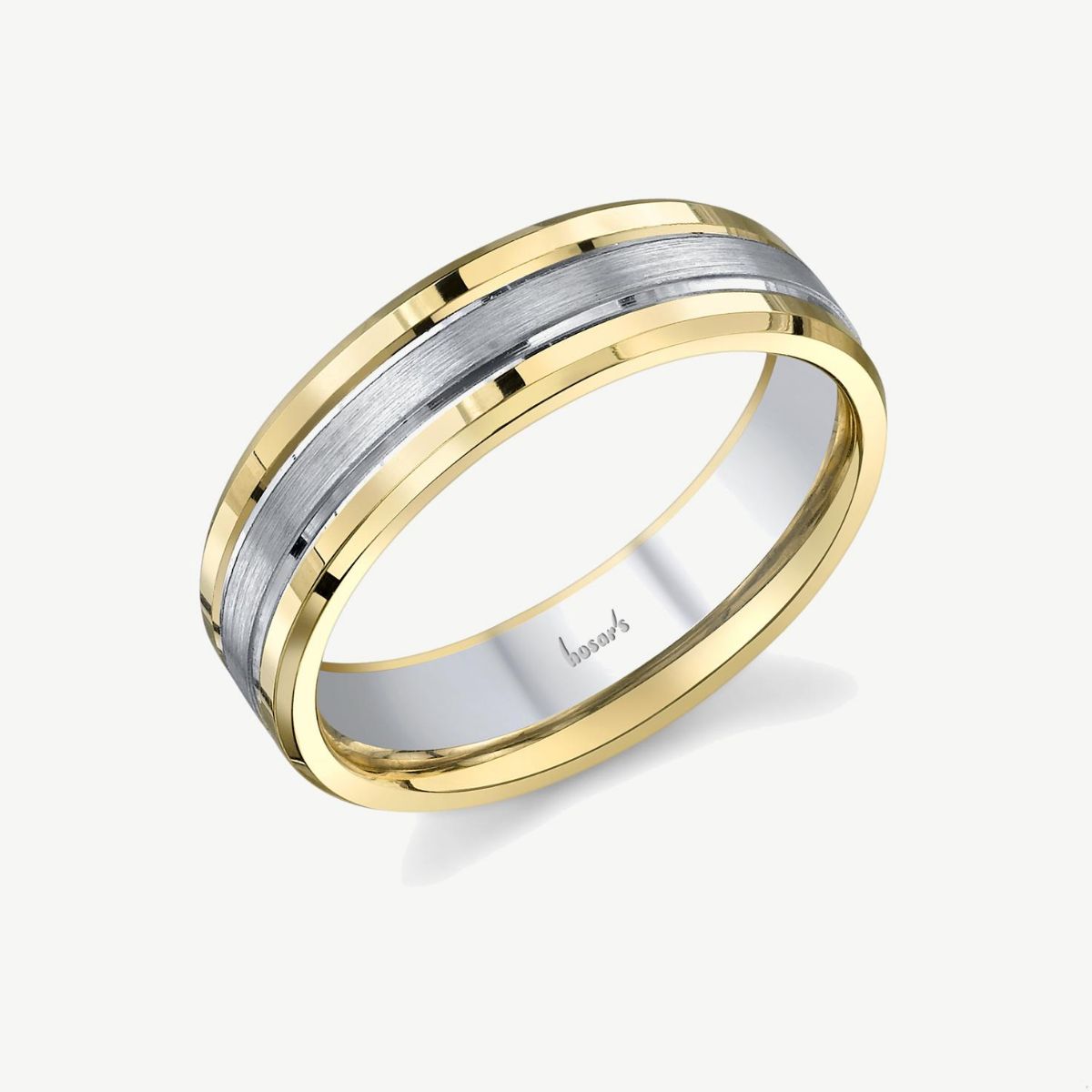 Picture of 14K Two Tone Engraved Wedding Band