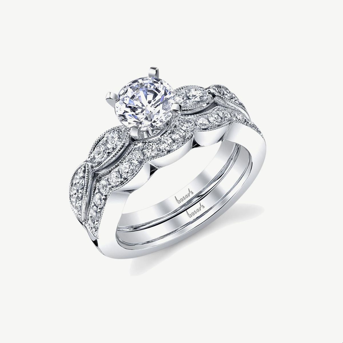 Picture of 14K White Gold Marquise Prong Set Milgrain Diamond Ring 