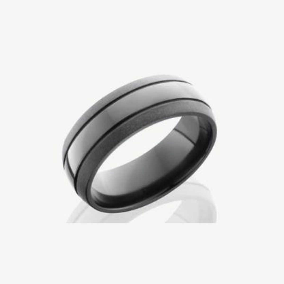 Picture of 8MM Black Zirconium Double Grooved Wedding Band