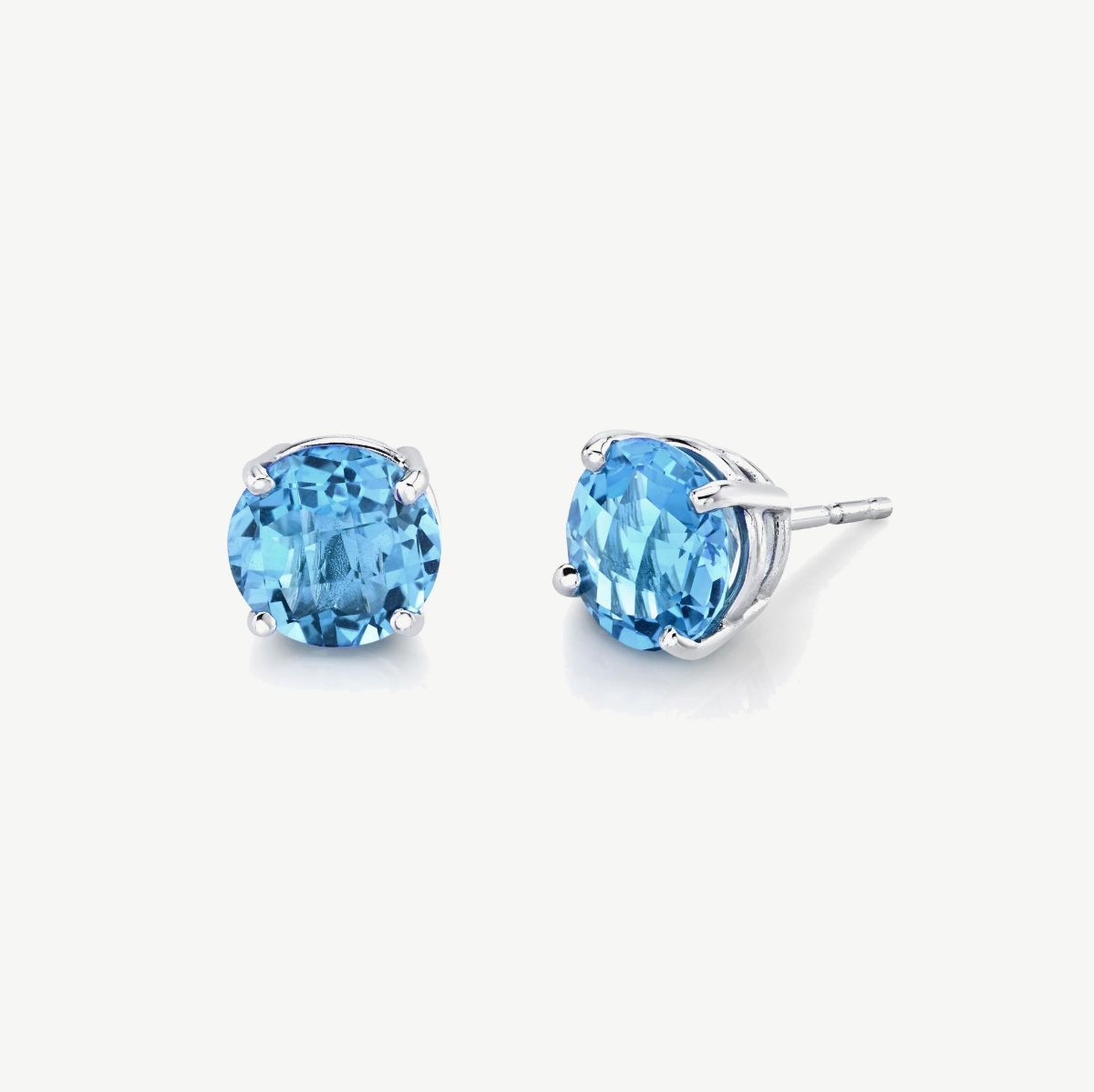 Picture of Classic Round Blue Topaz Solitaire Stud Earrings