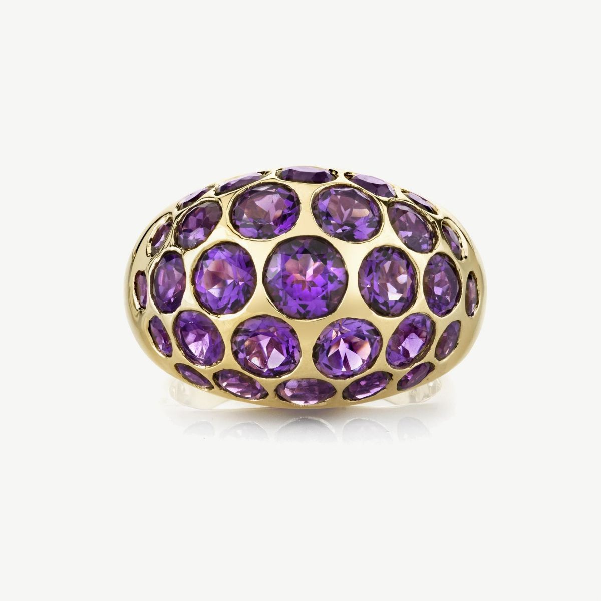 Picture of 14K Yellow Gold Scattered Amethyst Domed Ring