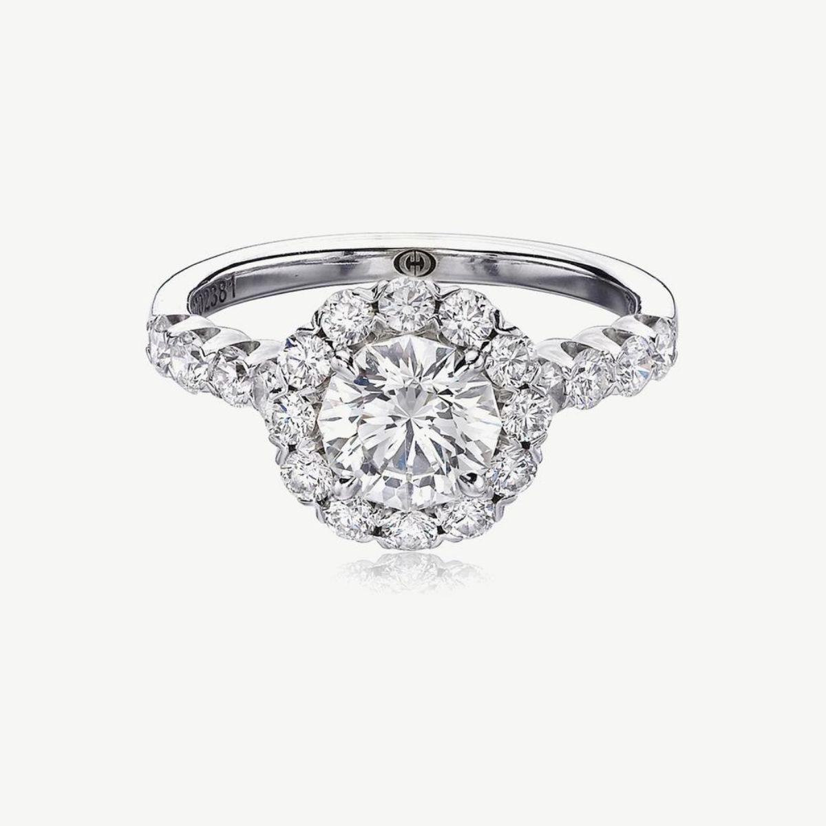 Picture of 14K White Gold Halo Prong Set Diamond Engagement Ring