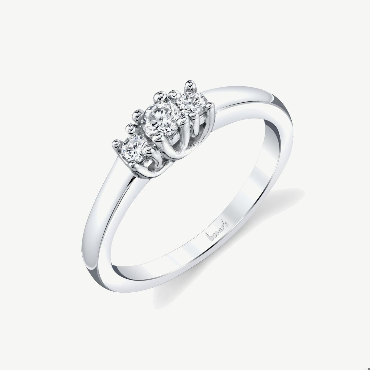 Picture of 14K White Gold Classic Three Stone Diamond Ring