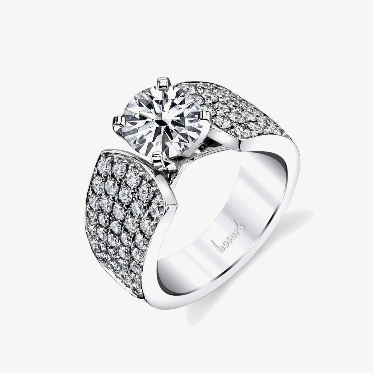 Picture of 14K White Gold Wide Pave Set Diamond Engagement Ring