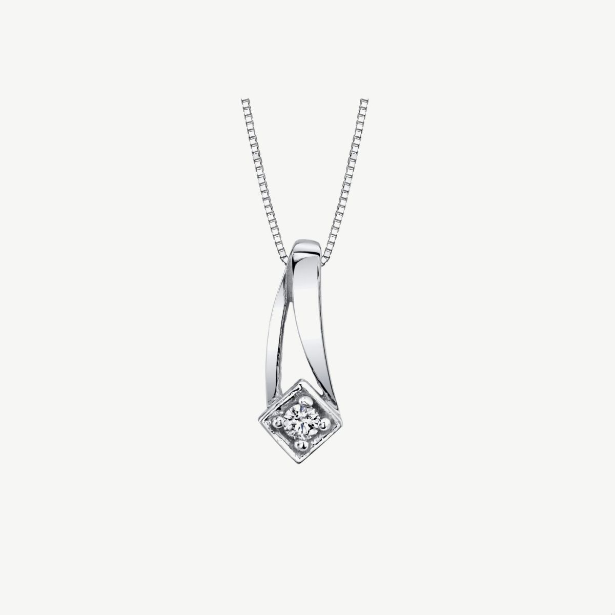 Picture of 14K White Gold Mini Round Twisted Diamond Pendant with Square Setting 