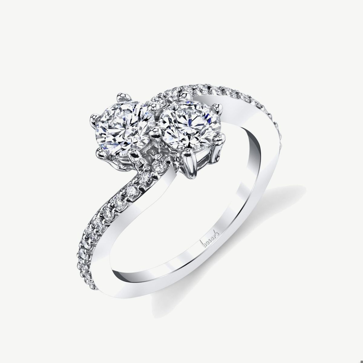 Picture of 14K White Gold Bypass Double Diamond Ring