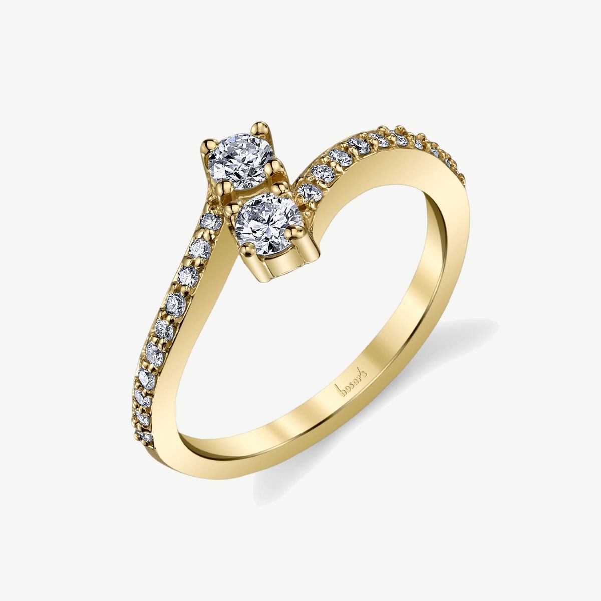 Picture of 14K Yellow Gold Bypass Double Diamond Ring