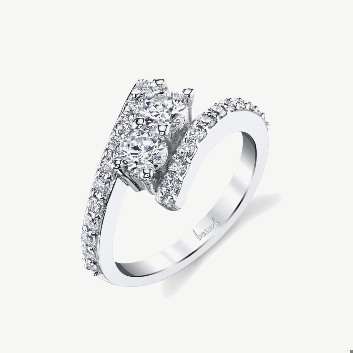 Picture of 14K White Gold Bypass Double Diamond Ring