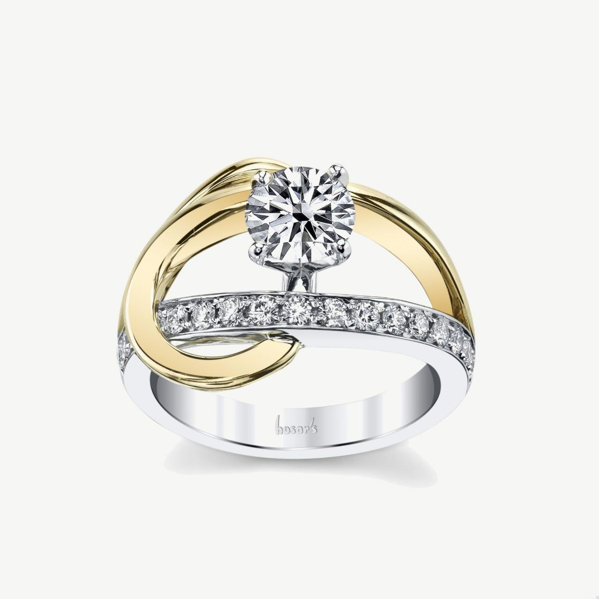 Picture of 14K White and Yellow Gold Swirl Engagement Ring