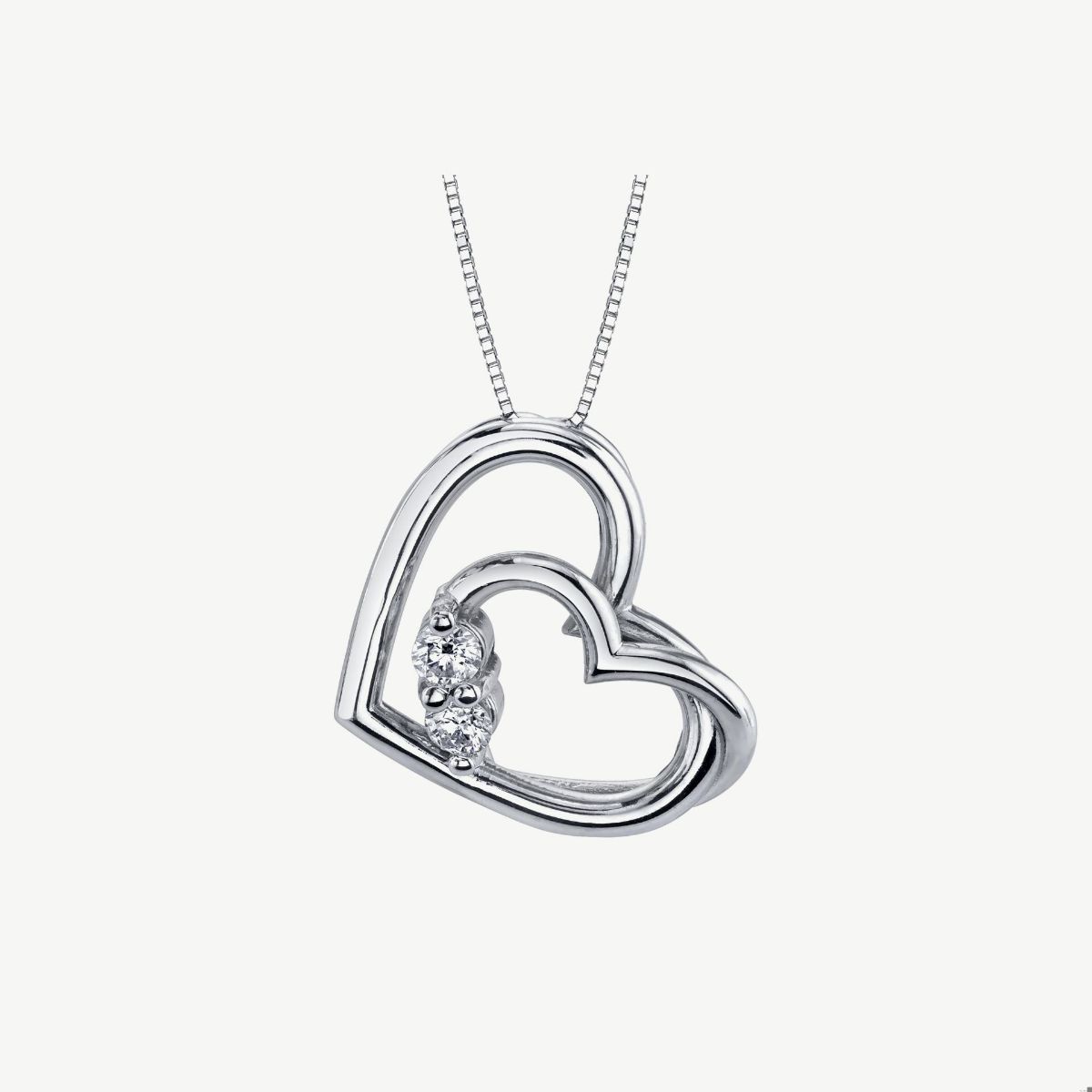 Picture of 14K White Gold Interlocking Hearts Pendant with Ideal Cut Diamonds