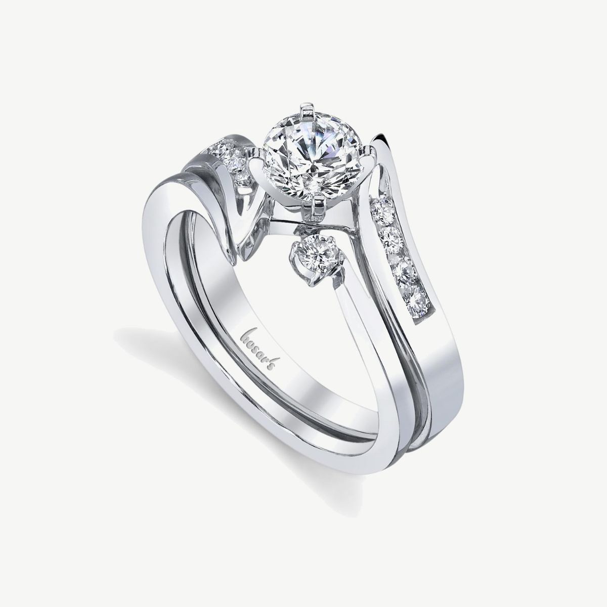 Picture of 14K White Gold Split Bypass Ring with Channel Set Diamonds