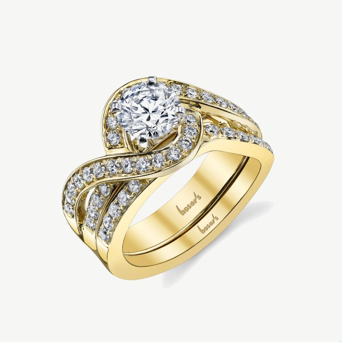 Picture of 14K White Gold Bypass Ring with  Prong Set Diamonds