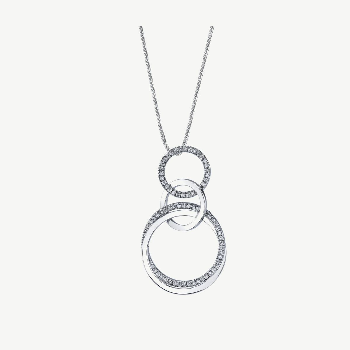 Picture of 14K White Gold Interlocking Circle Diamond Pendant 