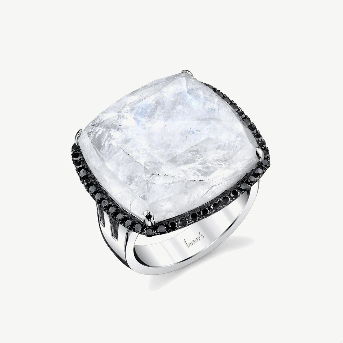 Picture of 14K White Gold Moonstone and Mother of Pearl Halo Ring