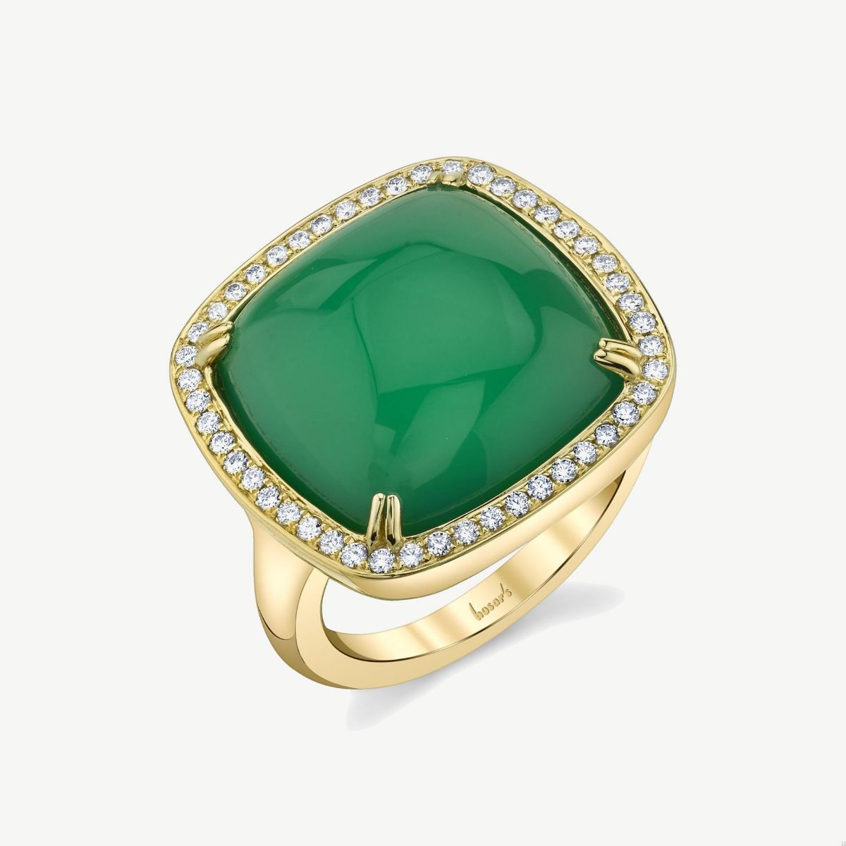 Picture of 14K Yellow Gold Green Onyx and Diamond Halo Ring