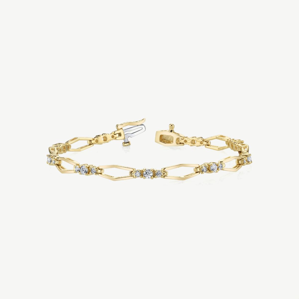 Picture of 14K Yellow Gold Geometric Link Diamond Bracelet