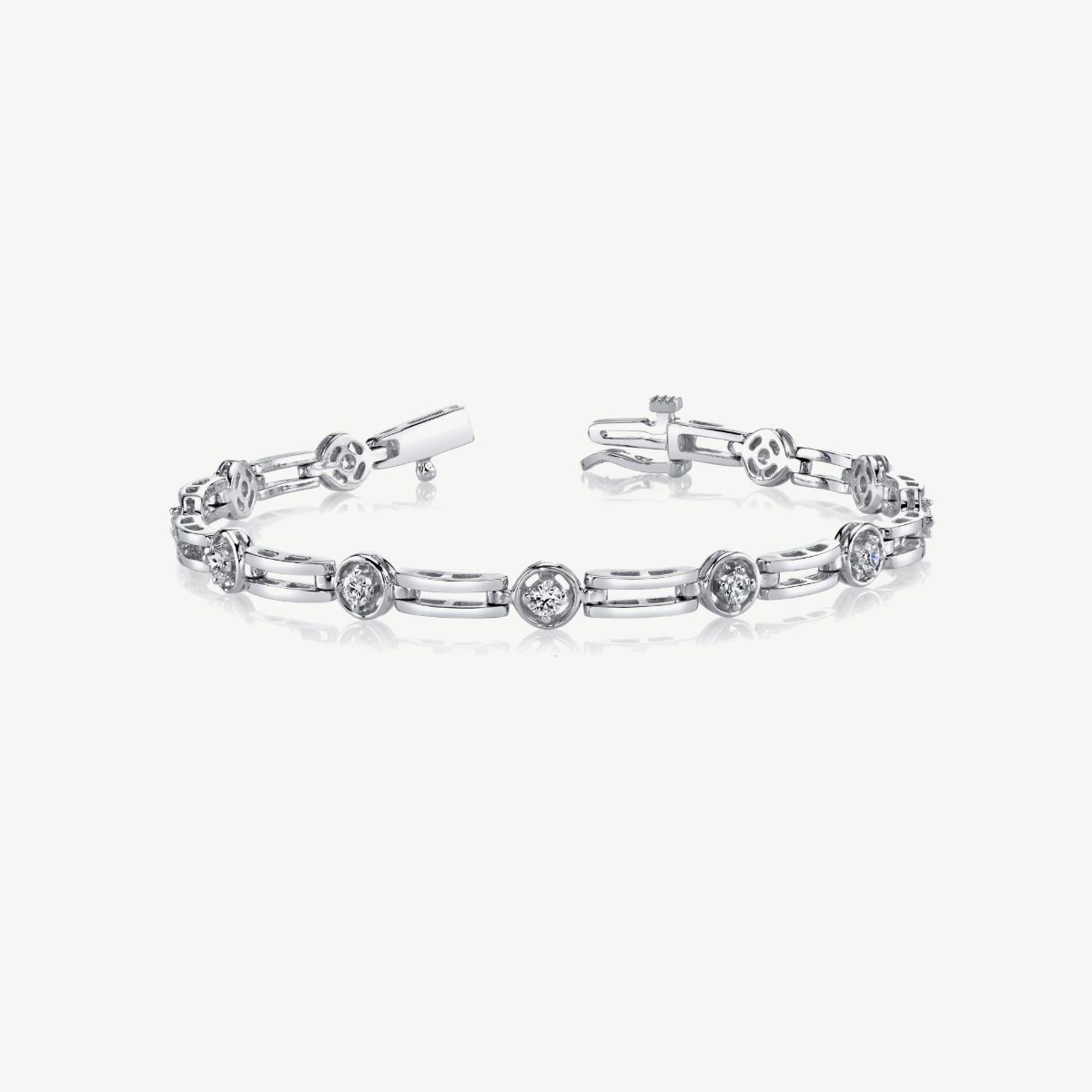 Picture of 14K White Gold Bar and Diamond Bracelet