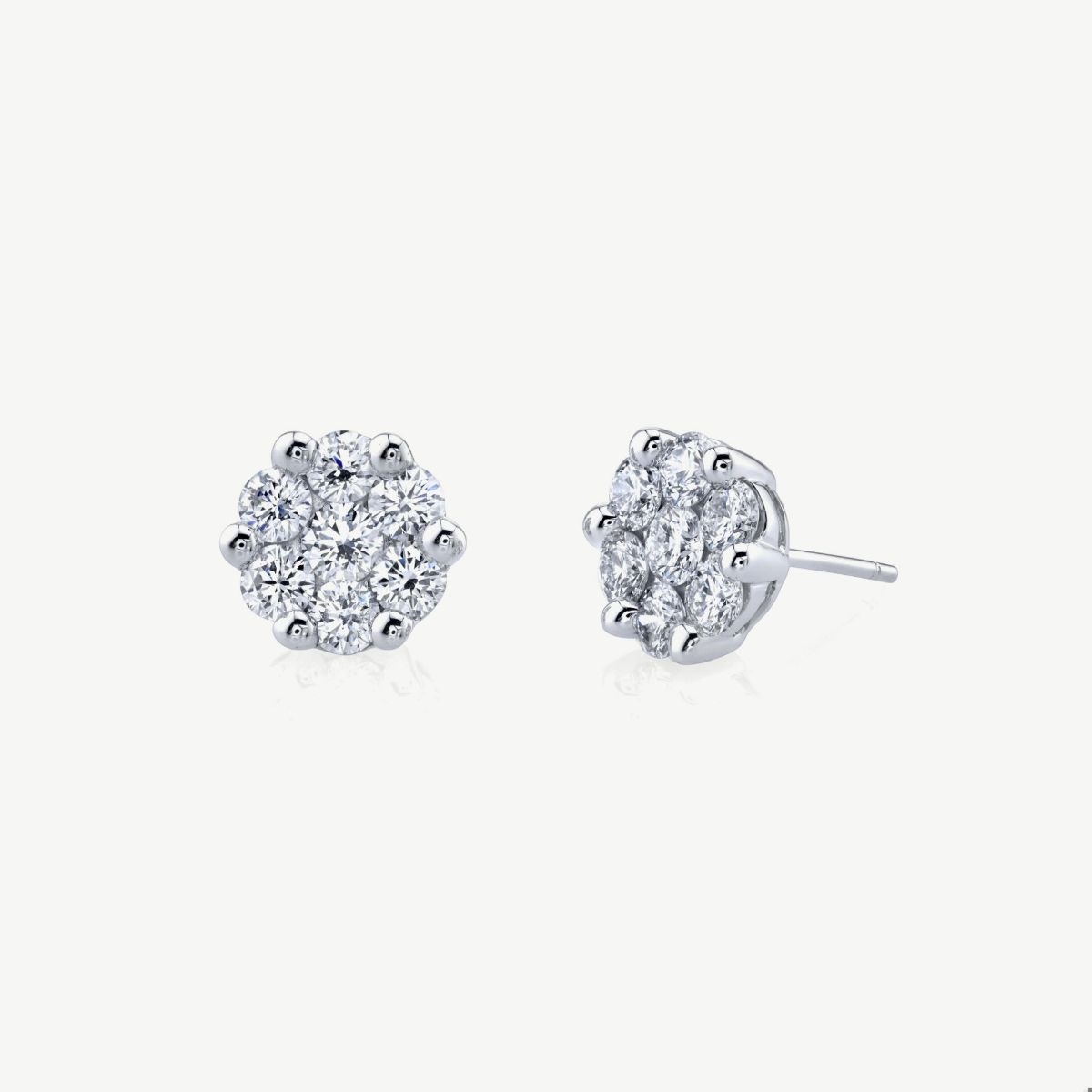 Picture of 14K White Gold Diamond Cluster Stud Earrings