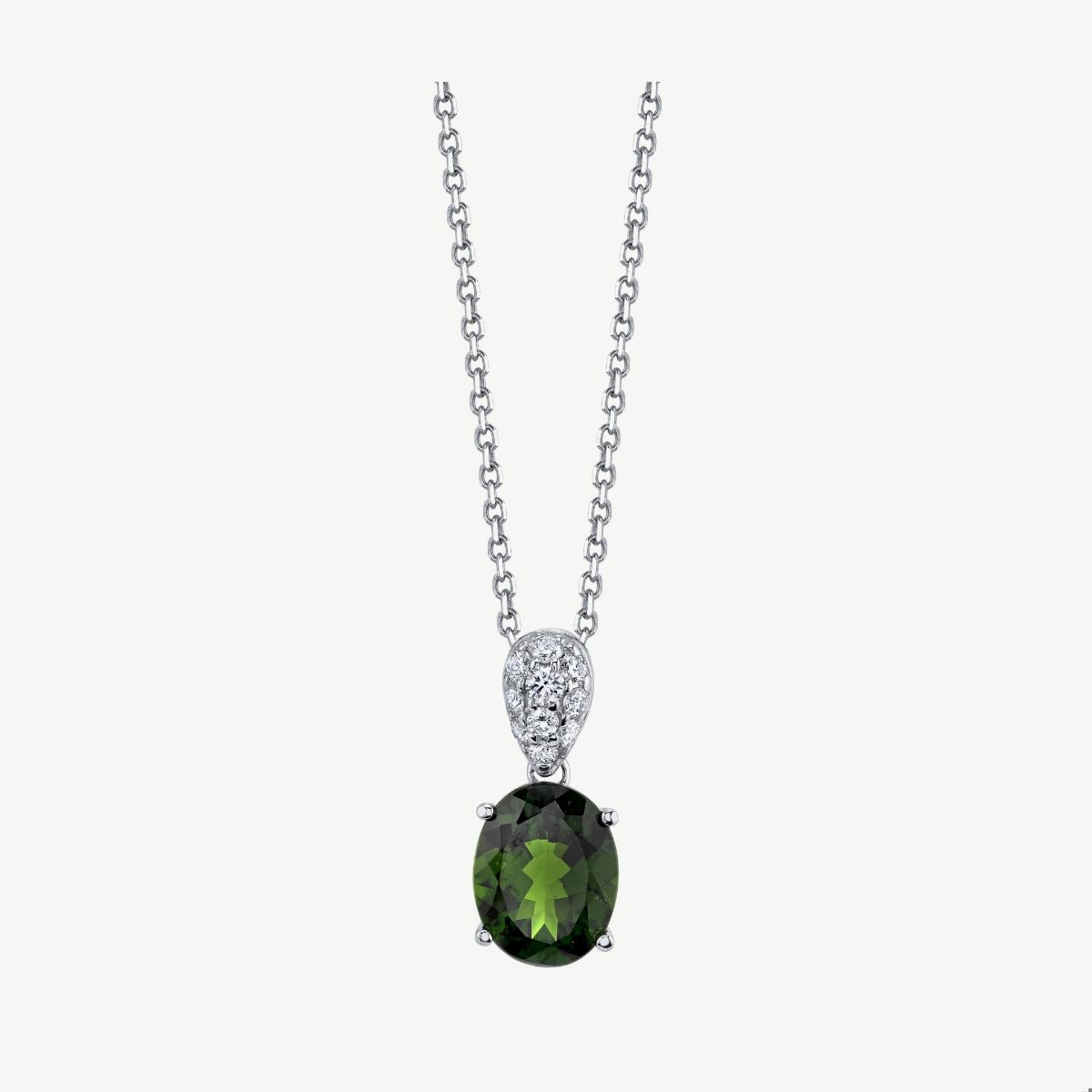 Picture of 14K White Gold Chrome Diopside and Diamond Pendant with Fancy Pave Bale