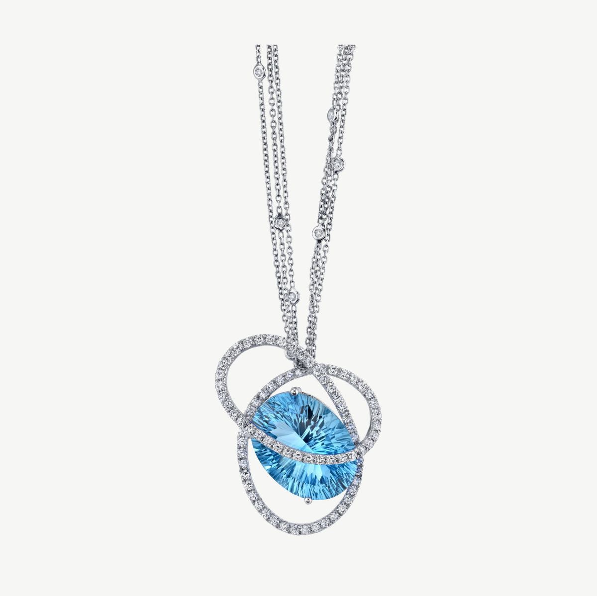 Picture of 14K White Gold Blue Topaz Pendant