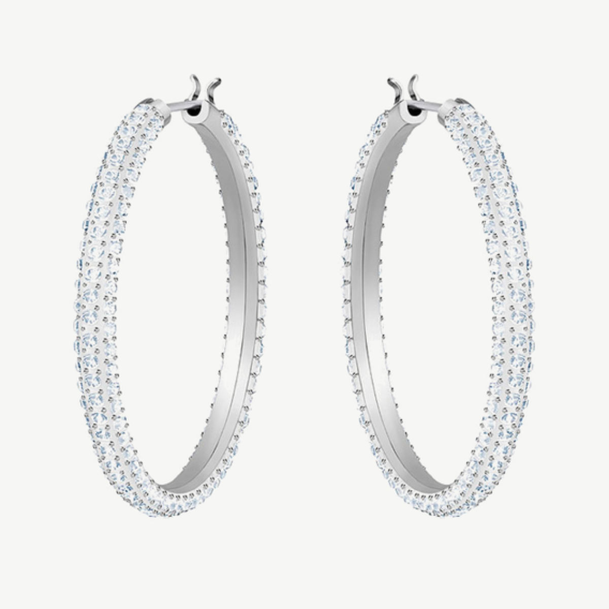 Picture of Swarovski Stone Pavé Hoop Earrings with Rhodium Plating