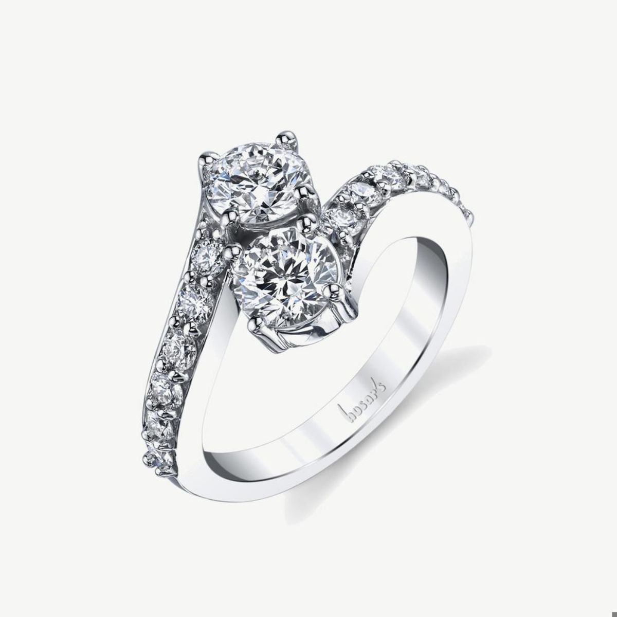 Picture of 14K White Gold Bypass Double Diamond Ring