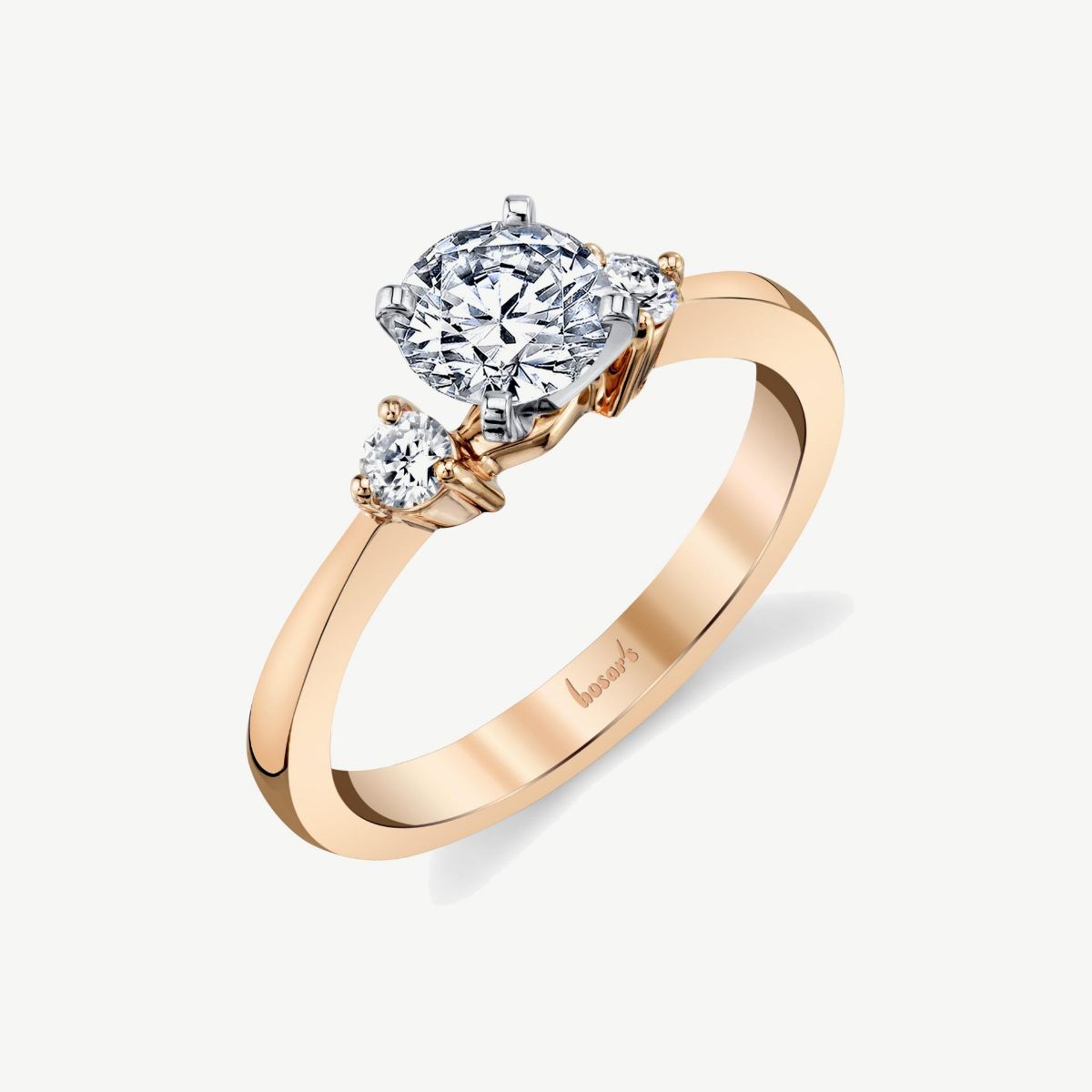 Picture of 14K Rose Gold Three Stone Diamond Ring