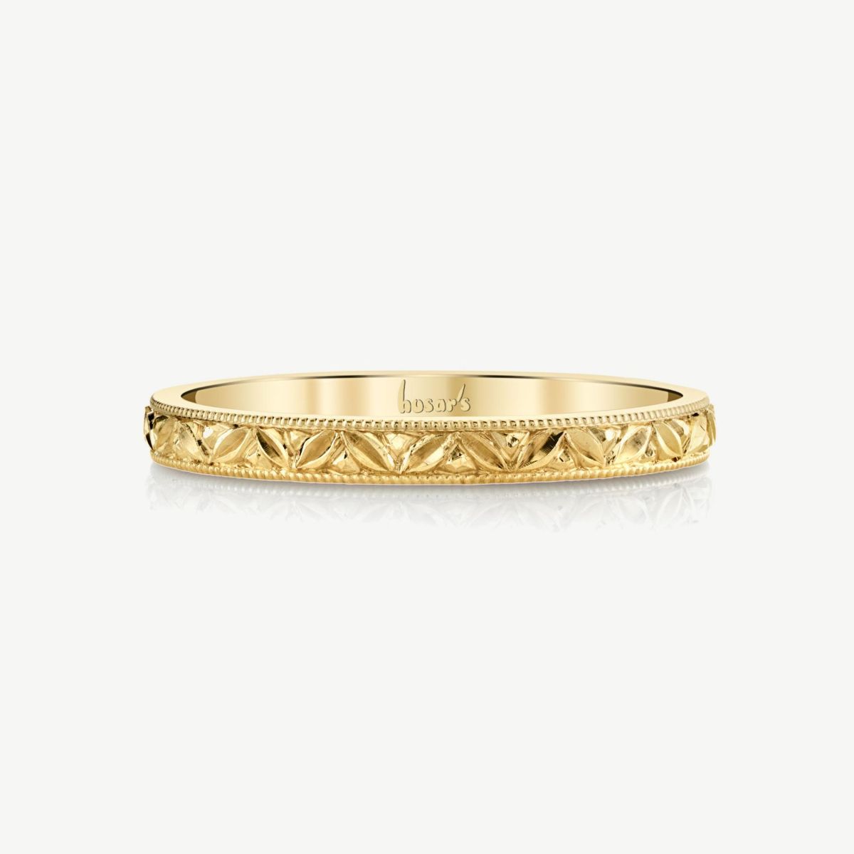 Picture of 14K Gold Engraved Center Stackable Ring with Milgrain Edge