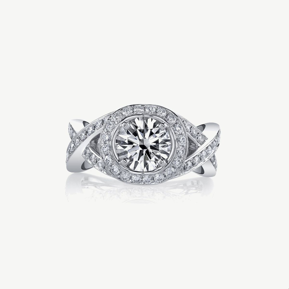 Picture of 14K White Gold Wide Pave Set Diamond Engagement Ring