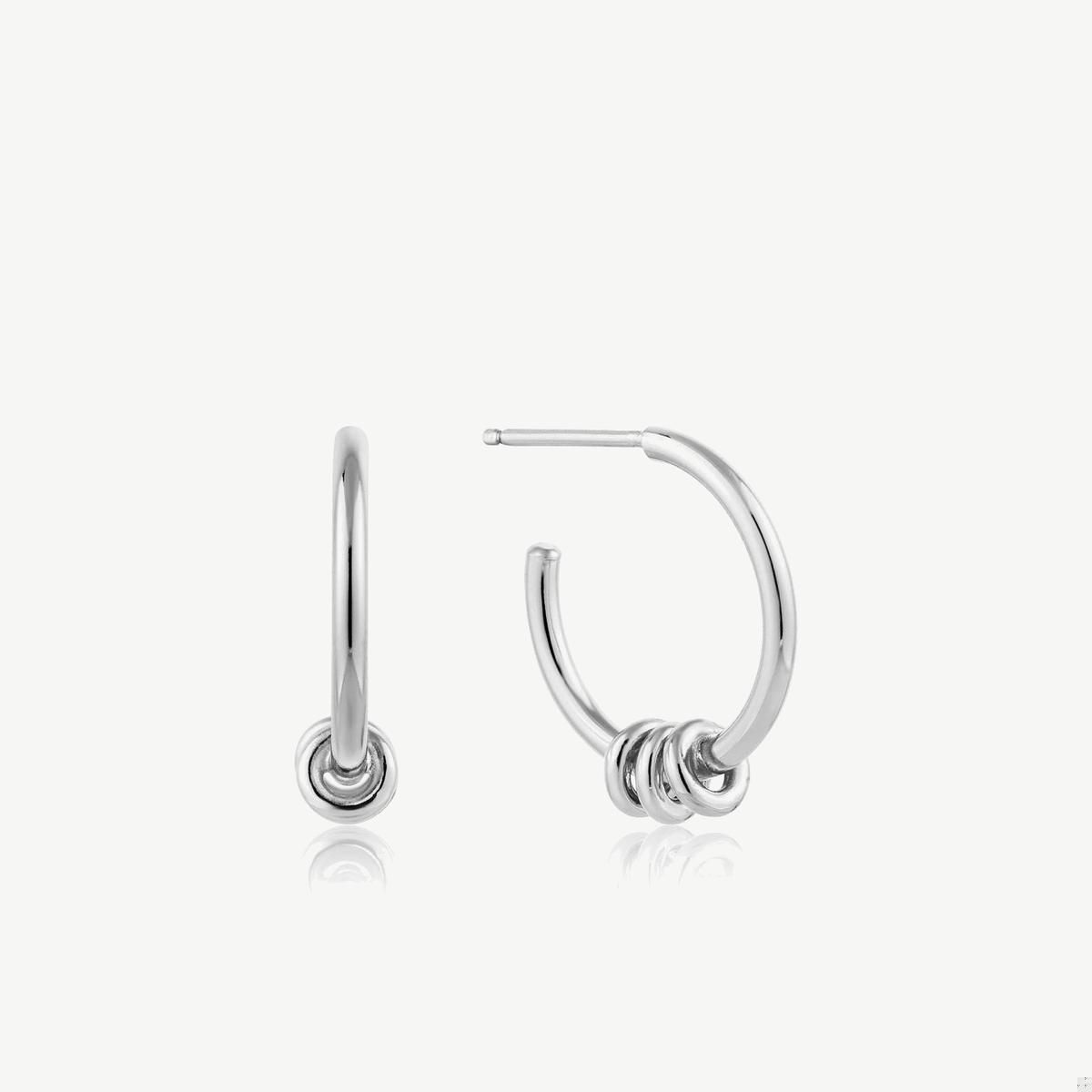 Picture of Sterling Silver Modern Sliding Hoop Earrings