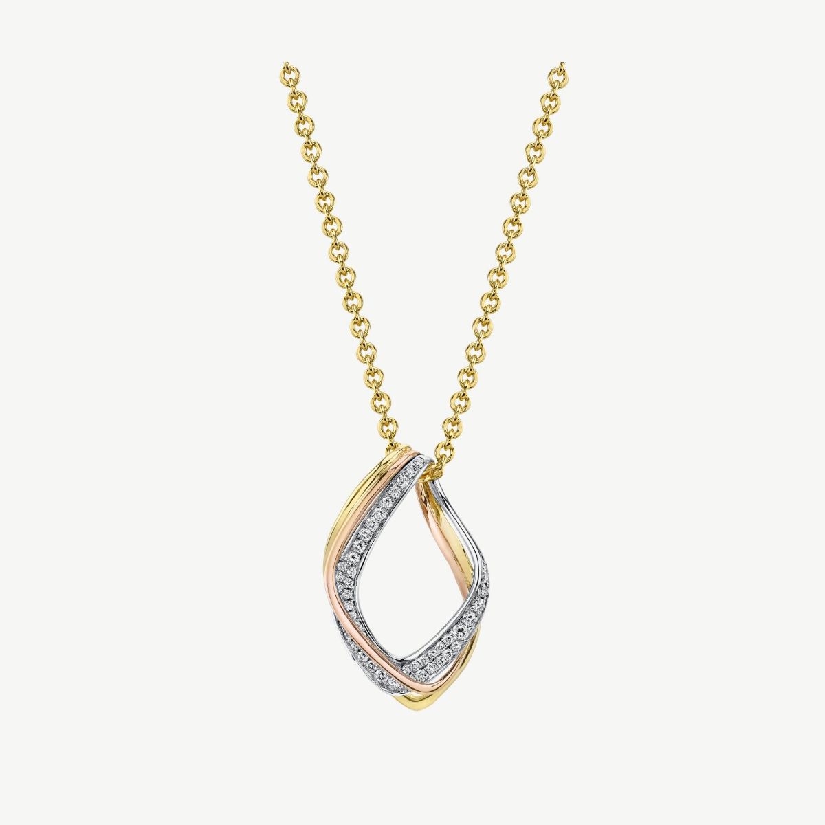 Picture of 14K Tri Colored Gold Twisted Diamond Pendant