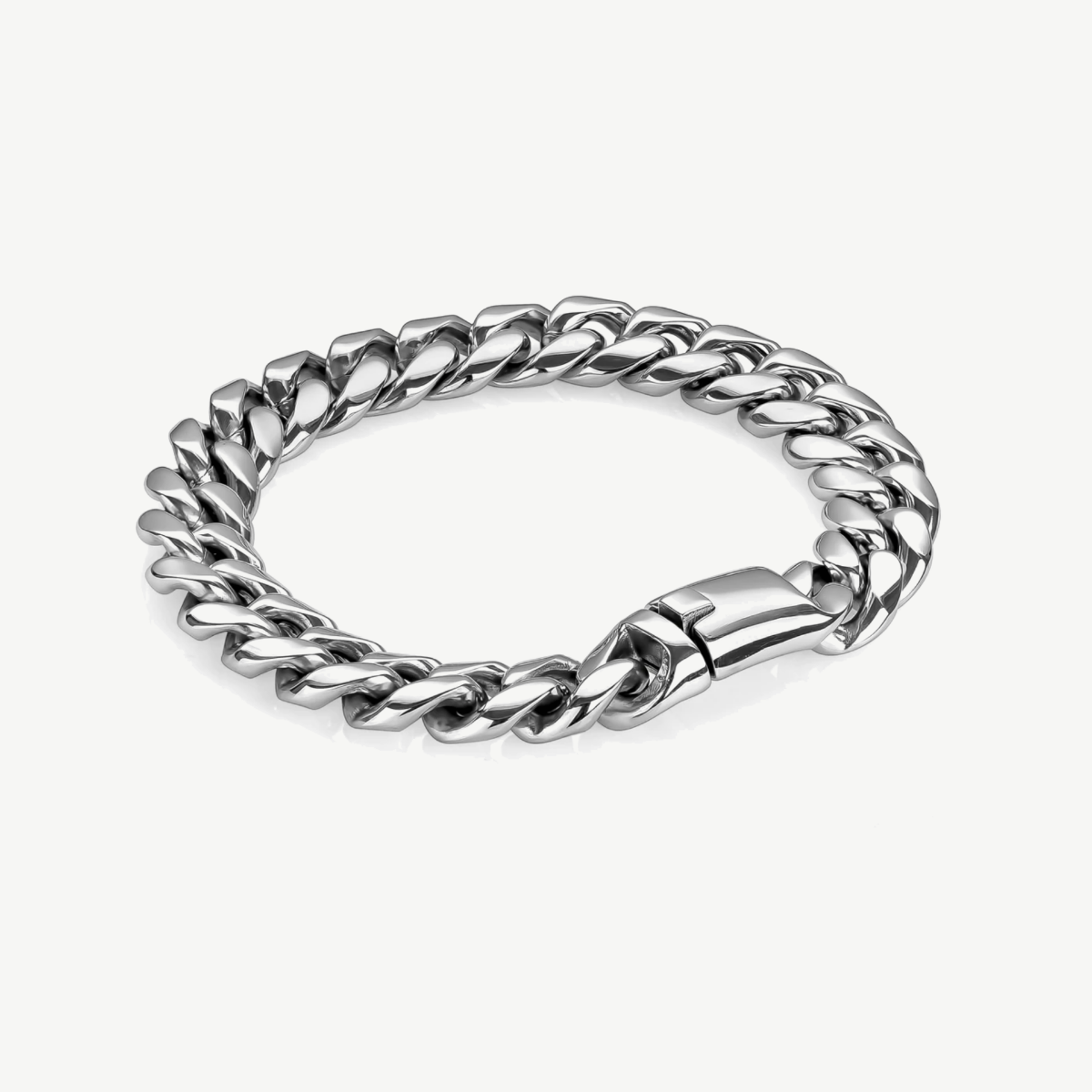 Picture of Men's Stainless Steel Extra Wide Cuban Bracelet with Easy Box Clasp