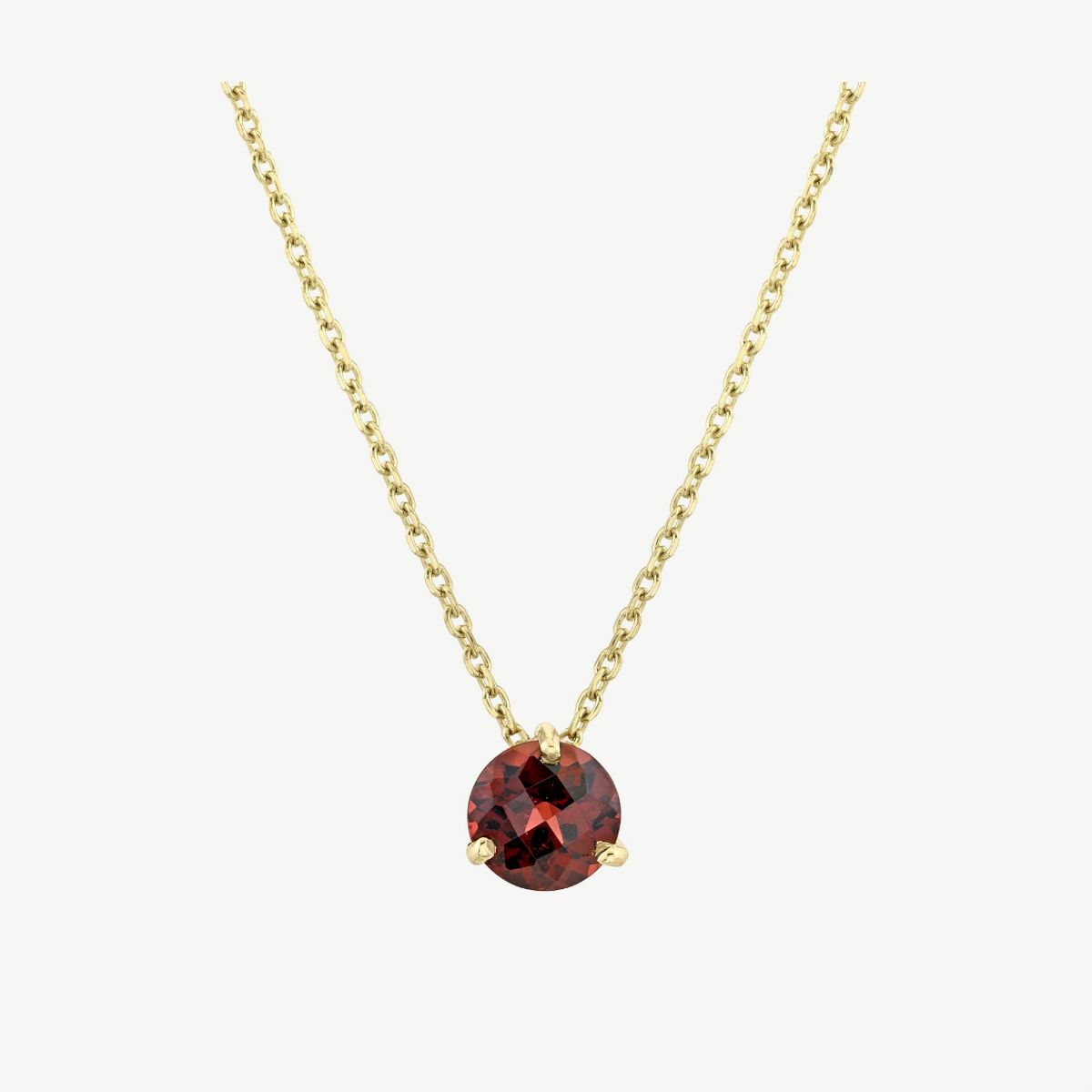 Picture of 14K Gold Pyrope Garnet Round Pendant with Wire Basket Setting