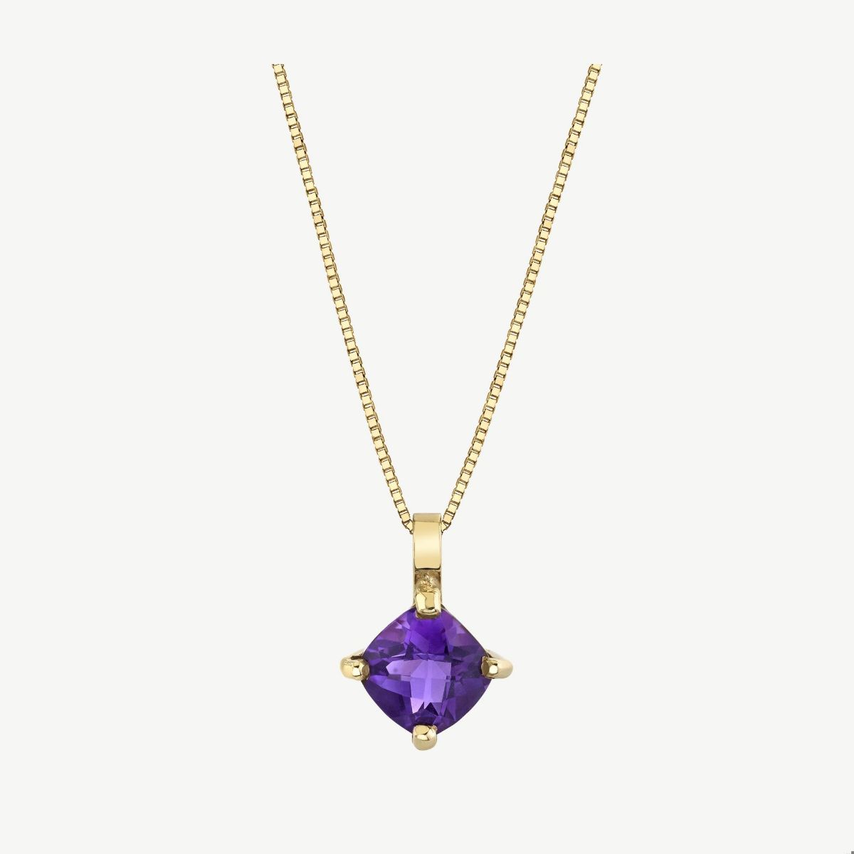 Picture of 14K Gold Amethyst Cushion Cut Pendant with Solid Bale