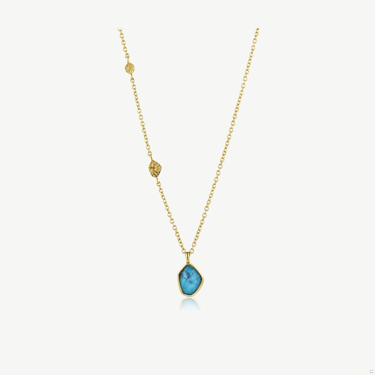 Picture of 14K Yellow Gold Plated Sterling Silver Turquoise Pendant Necklace