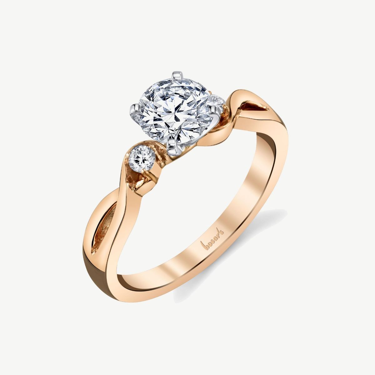 Picture of 14K Rose Gold Three-Stone Diamond Engagement Ring