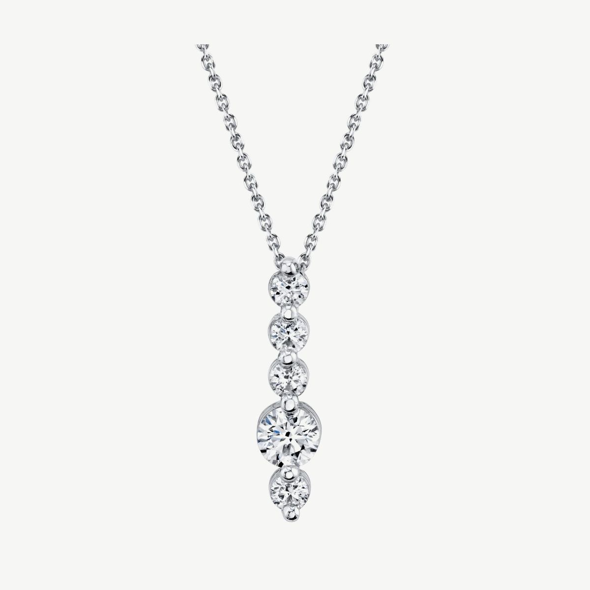 Picture of 14K White Gold Vertical Shared Prong Diamond Bar Pendant