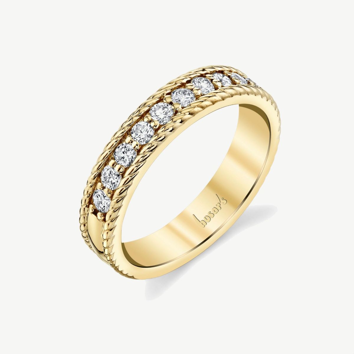 Picture of 14K Yellow Gold Milgrain Diamond Channel Band